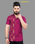 Men's Foil Printed Cotton Shirt-ISKM26054497