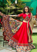 Cotton Lehenga With Blouse And Printed Dupatta-ISKWNAV03064475