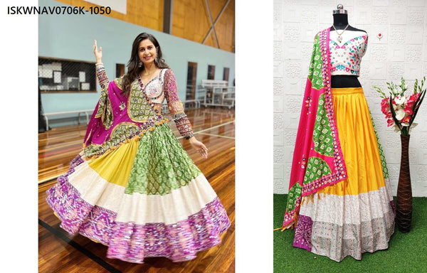 Digital Printed Butter Silk Lehenga With Blouse And Dupatta-ISKWNAV0706K-1050