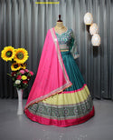 Digital Printed Chinon Silk Lehenga With Blouse And Dupatta-ISKWNAV0906KS1169