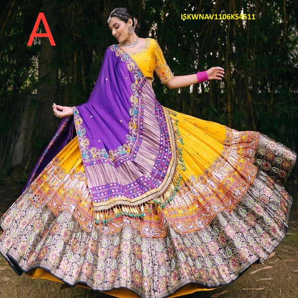 Digital Printed Chinon Silk Lehenga With Blouse And Dupatta-ISKWNAV1106KS4511