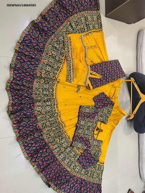 Printed Cotton Lehenga With Blouse And Dupatta-ISKWNAV14064583