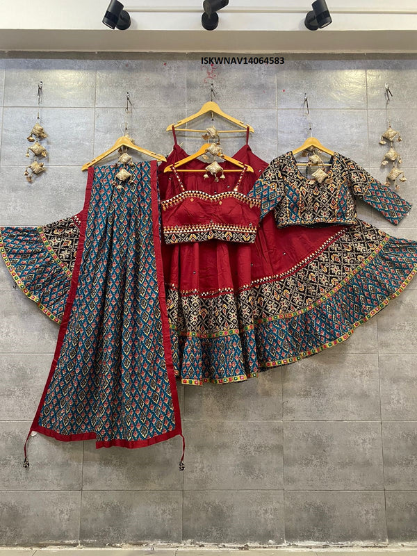 Printed Cotton Lehenga With Blouse And Dupatta-ISKWNAV14064583