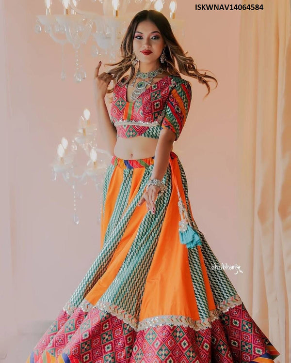 Digital Printed Maslin Cotton Lehenga With Blouse And Georgette Dupatta-ISKWNAV14064584