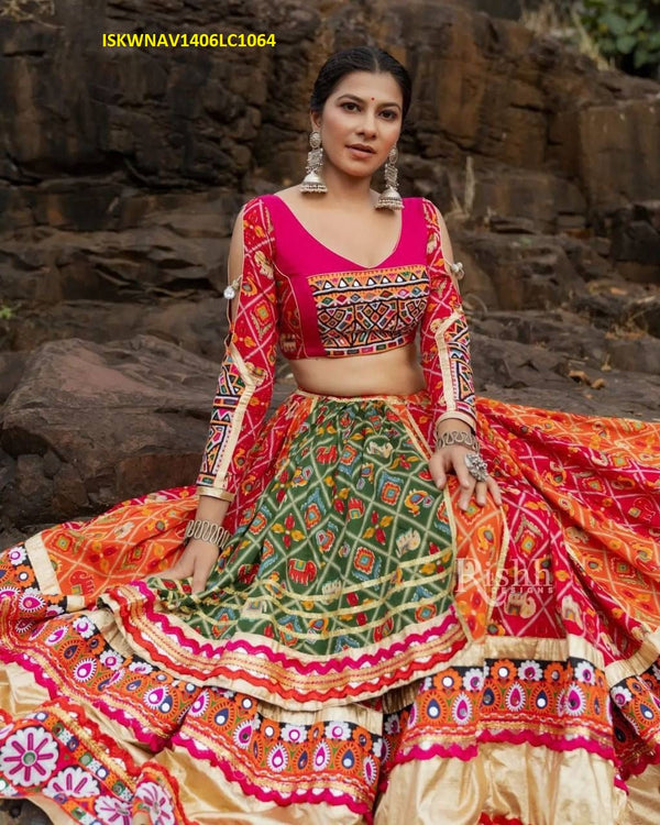 Digital Printed Butter Silk Lehenga With Blouse And Dupatta-ISKWNAV1406LC1064