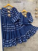 Printed Denim Lehenga With Blouse And Dupatta-ISKWNAV16064592