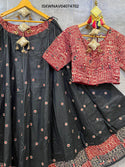 Ajrakh Printed Cotton Lehenga With Blouse And Dupatta-ISKWNAV04074702