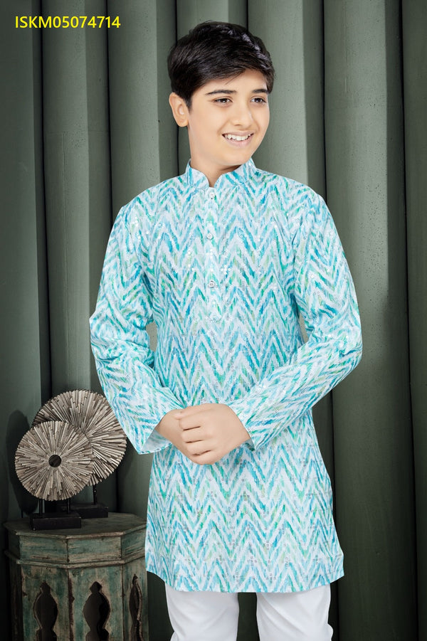 Printed Cotton Kurta With Pajama-ISKM05074714