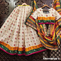 Foil Printed Cotton Lehenga With Blouse And Chinon Dupatta-ISKWNAV13074766