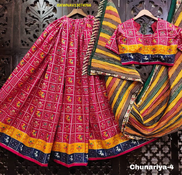 Foil Printed Cotton Lehenga With Blouse And Chinon Dupatta-ISKWNAV13074766