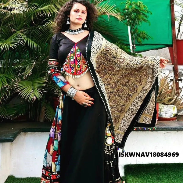 Printed Maslin Cotton Lehenga With Blouse And Dupatta-ISKWNAV18084969