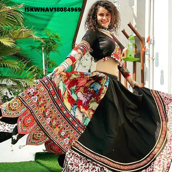 Printed Maslin Cotton Lehenga With Blouse And Dupatta-ISKWNAV18084969