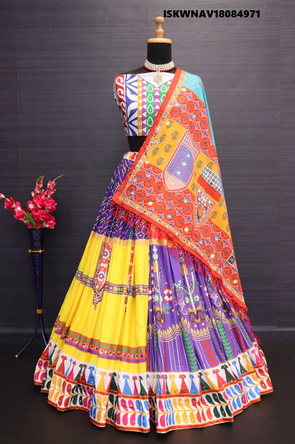 Printed Maslin Cotton Lehenga With Blouse And Dupatta-ISKWNAV18084971