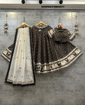 Kalamkari Printed Cotton Lehenga With Blouse And Dupatta-ISKWNAV19084977