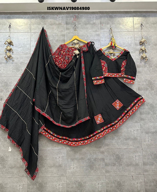 Multi Layered Cotton Lehenga With Blouse And Dupatta-ISKWNAV19084980