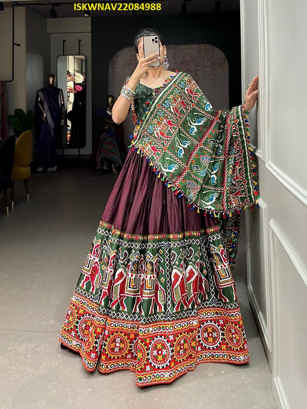 Patola Printed Dola Silk Lehenga With Blouse And Dupatta-ISKWNAV22084988