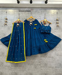 Rayon Cotton Lehenga With Sleeveless Blouse And Dupatta-ISKWNAV24085030