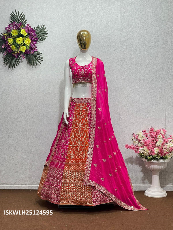 Embroidered Georgette Lehenga With Blouse And Digital Printed Dupatta-ISKWLH25124595