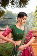 Foil Printed Tussar Silk Lehenga With Blouse And Dupatta-ISKWLH01024915