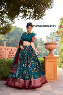 Foil Printed Tussar Silk Lehenga With Blouse And Dupatta-ISKWLH01024915