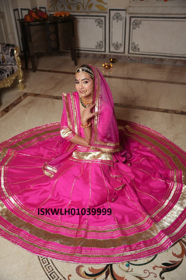 Sequined Cotton Silk Lehenga With Blouse And Organza Dupatta-ISKWLH01039999