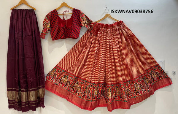 Printed Pashmina Silk Lehenga With Blouse And Modal Silk Dupatta-ISKWNAV09038756