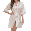 Women Silk Satin Robe Woman Lace Kimono Robe Female Bathrobe solid Womens Robes Sleepwear Ladies Sexy Bathrobe For Women Dress - Ishaanya