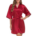 Women Silk Satin Robe Woman Lace Kimono Robe Female Bathrobe solid Womens Robes Sleepwear Ladies Sexy Bathrobe For Women Dress - Ishaanya