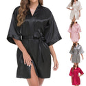 Women Silk Satin Robe Woman Lace Kimono Robe Female Bathrobe solid Womens Robes Sleepwear Ladies Sexy Bathrobe For Women Dress - Ishaanya