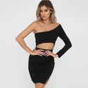 Party Dresses Women One Shoulder Sexy Bodycon Evening Fashion Night Out Summer Club Dress - Ishaanya