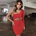 Party Dresses Women One Shoulder Sexy Bodycon Evening Fashion Night Out Summer Club Dress - Ishaanya